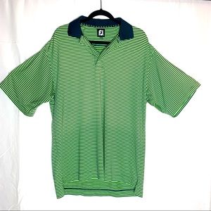 FootJoy FJ Striped Golf Shirt Polo Medium Green